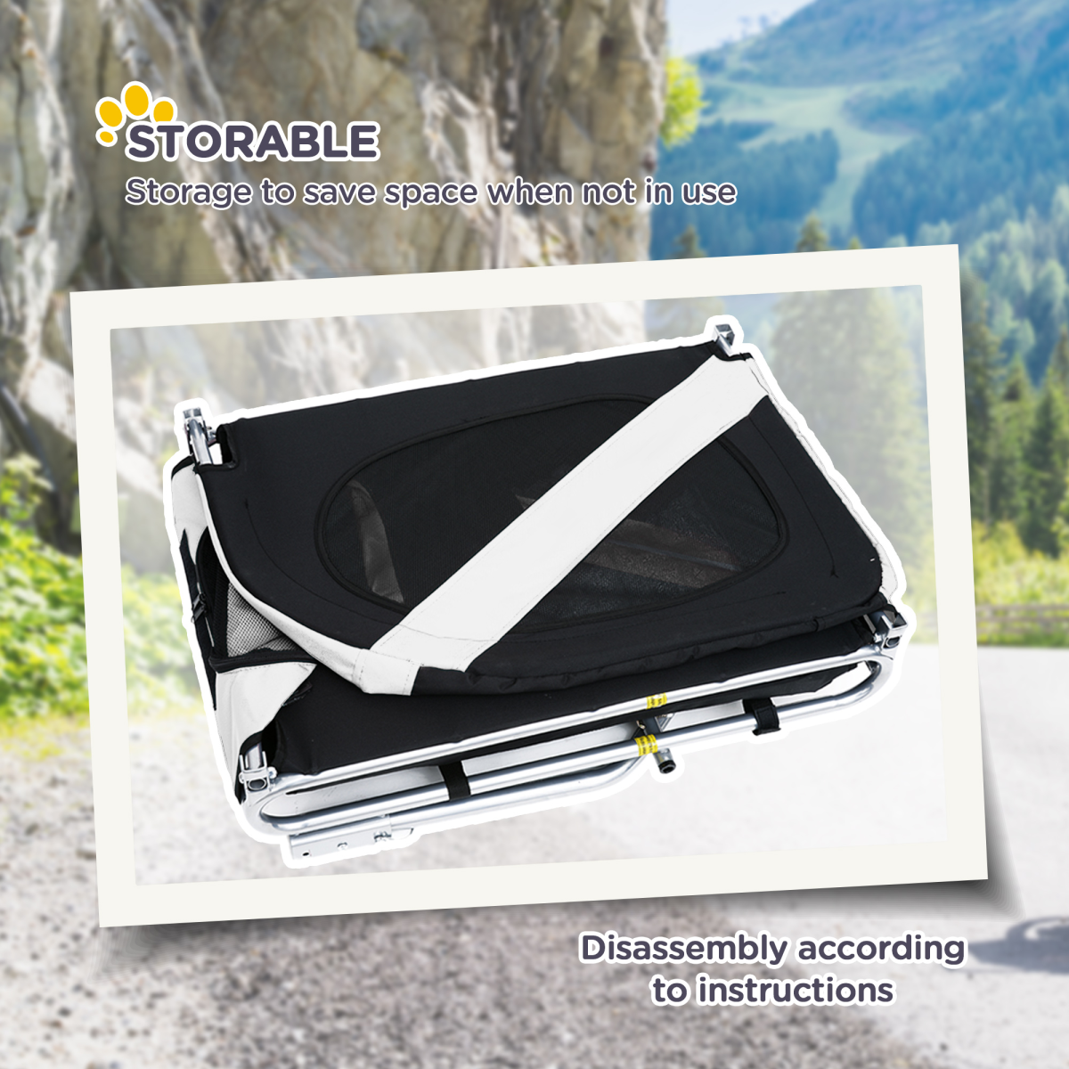 Pet Bicycle Trailer Dog Cat Bike Carrier Water Resistant Travel Steel Black