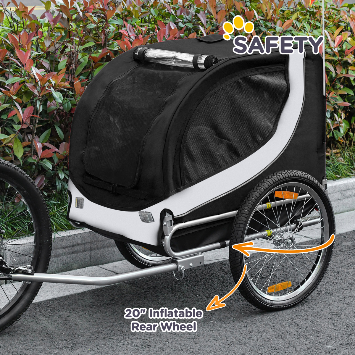 Pet Bicycle Trailer Dog Cat Bike Carrier Water Resistant Travel Steel Black