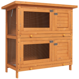 2-tier Rabbit Hutch Small Animal Wooden Bunnies House Outdoor Backyard 2 Sizes