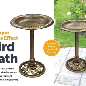 Bird Bath Antique Brass Effect Garden Decoration