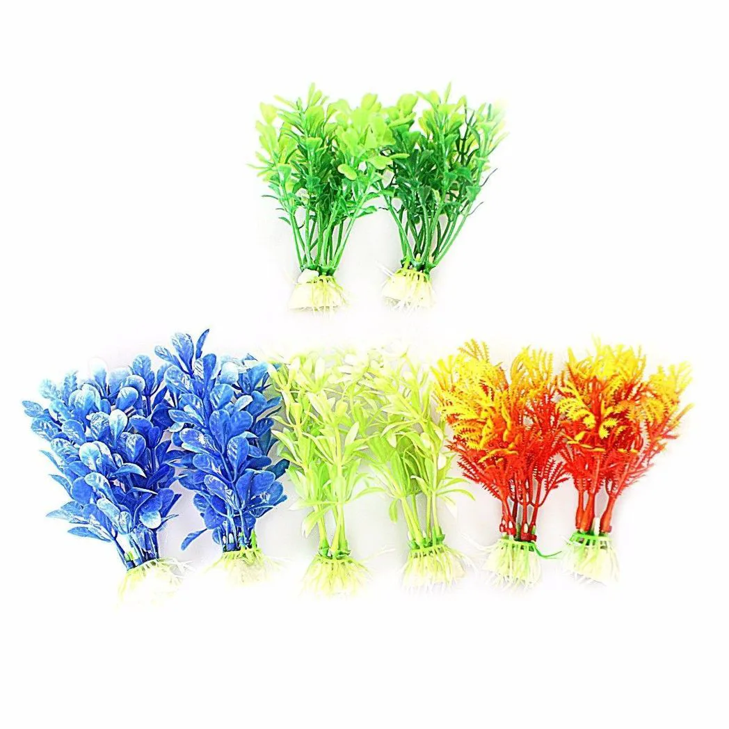 2 x Artificial Decor Aquarium Tropical Plants Fish Tanks Non To x ic Appro x 8