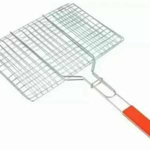 Metal Meat Fish Roasting Bbq Basket Grill With Wooden Handle