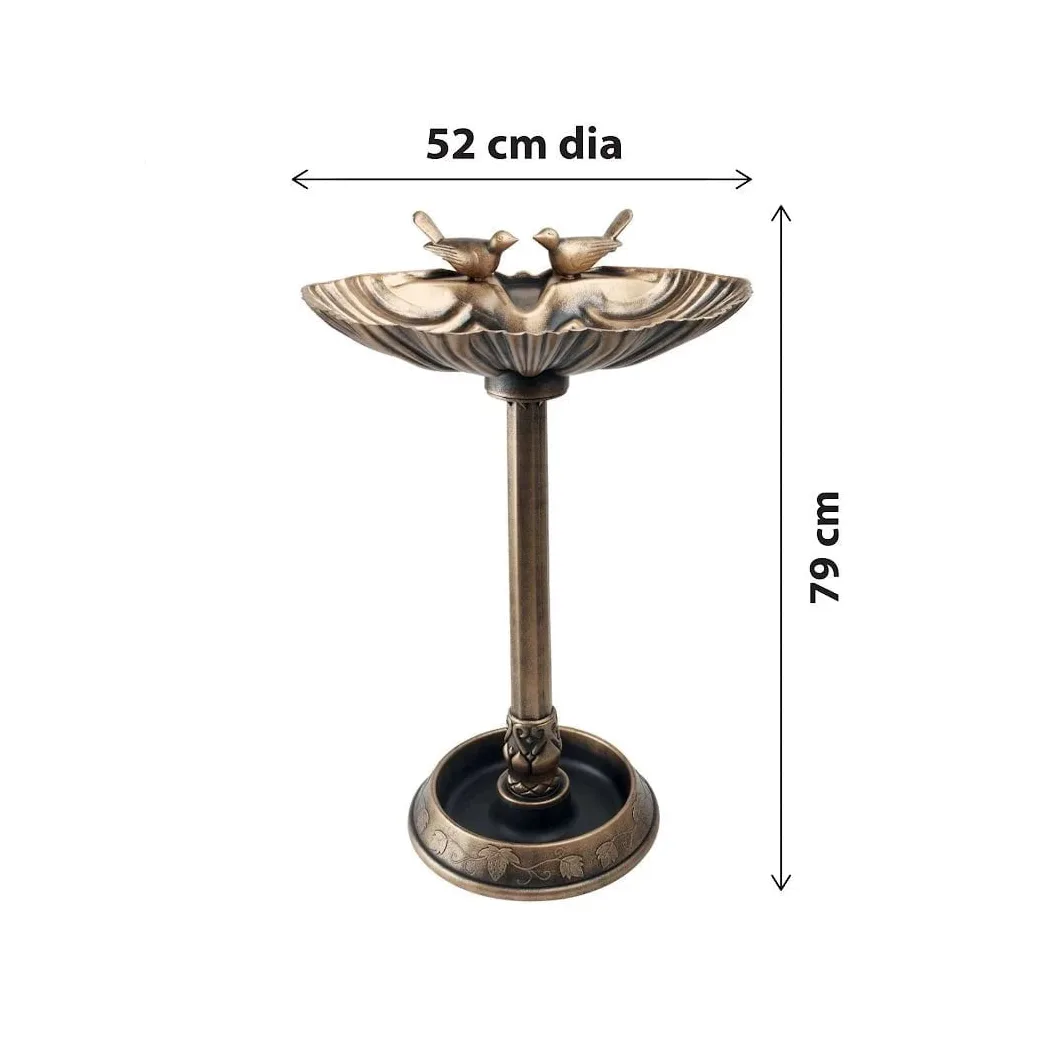 Bronze Effect Bird Bath With Bird Designs