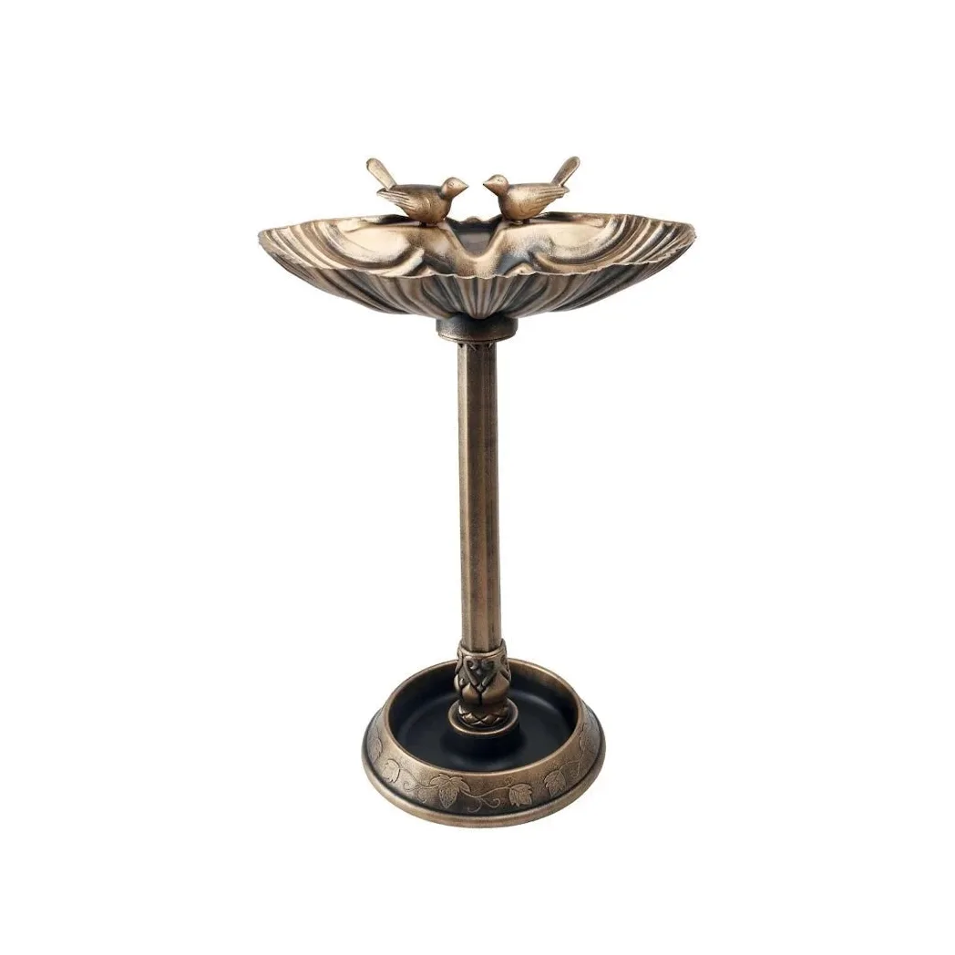 Bronze Effect Bird Bath With Bird Designs