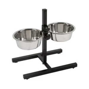 Adjustable Pets Cats Dogs Dinner Stand Tray Large 2Qt