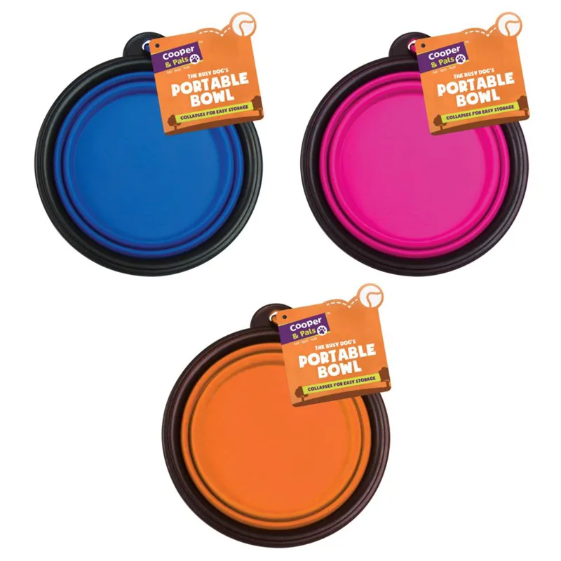 Pet Dog Cat Portable Collapsible Water Drinking Pet Bowl 17 cm x 17 cm x 15 cm Assorted Colours