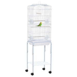 Bird Cage for Budgie Finch Canary Parakeet W/ Stand Sliding Tray White Pawhut