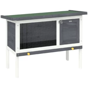 PawHut Wooden Rabbit Hutch, Guinea Pig Hutch with Asphalt Roof, Outdoor Elevated Bunny House for Rabbits, Chinchillas